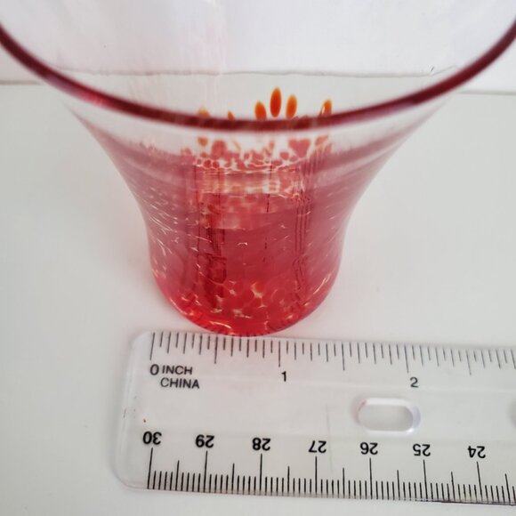 Hand Blown Flared Rim Shot Glasses Flaming Orange-Red To Clear 4 Set Barware - Picture 10 of 11